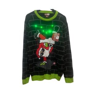 Light Up Ugly Christmas Holiday Santa Sweater XL